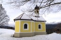 Maria Rast chapel in wintry landscape, Mittenwald, Germany