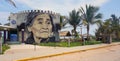 Maria sabina paint over a building in Zicatela beach