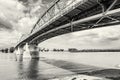 Maria Valeria bridge from Esztergom, Hungary to Sturovo, Slovakia, black and white