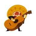 Mariachi skeleton in sombrero playing a guitarron Royalty Free Stock Photo