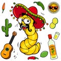 Mariachi tequila worm. Vector illustration set