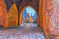 Mariacka gate and the street in Gdansk, Old Town, Poland Royalty Free Stock Photo