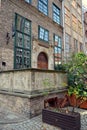 Mariacka street. Details of old tenements. Poland, Gdansk