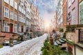 Mariacka street, a famous street in Gdansk, Poland, sunrise view Royalty Free Stock Photo