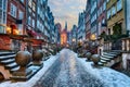 Mariacka Street of Gdansk, night winter view, Poland Royalty Free Stock Photo