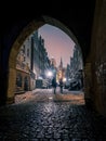 Mariacka street at night, winter time, Danzig, Poland