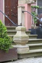 Mariacka street, decorative stoop with stone stairs, Main city, Gdansk, Poland