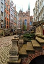 Mariacka Street with a view of Mariacka Basilica.  Gdansk, Poland Royalty Free Stock Photo