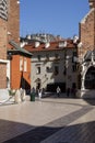 Mariacki Square located between churches: St.Mary\'s Church and Church of St. Barbara, Krakow, Poland Royalty Free Stock Photo