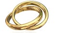 Mariage rings golden two 2 isolated - 3d rendering Royalty Free Stock Photo