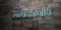 MARIAH - Glowing Neon Sign on stonework wall - 3D rendered royalty free stock illustration