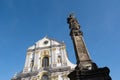 Marian column and Church of Saint Vojtech / Adalbert, Opava Royalty Free Stock Photo