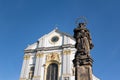 Marian column and Church of Saint Vojtech / Adalbert, Opava Royalty Free Stock Photo