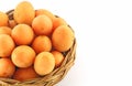 Marian plum on basket Royalty Free Stock Photo