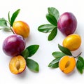 Marian plum delight sweet and sour fruit on a white