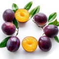 Marian plum delight sweet and sour fruit on a white