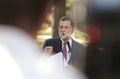 Mariano Rajoy gesturing at media comference Royalty Free Stock Photo