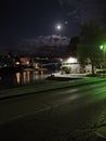 Maribor at night, by the river Drava Royalty Free Stock Photo
