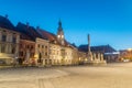 Early morning view on Maribor Town`s Main Square Glavni trg with Plague Column