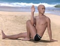 Marichyasana pose bald man left