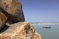 The marine farm behind huge rock at nanaodao island, adobe rgb