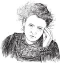 Marie Curie portrait in line art illustration Royalty Free Stock Photo