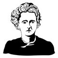 Marie Curie.Vector portrait illustration of Madam Marie Curie. Royalty Free Stock Photo