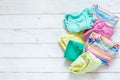 Marie Kondo tyding up method concept - folded clothes Royalty Free Stock Photo