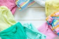 Marie Kondo tyding up method concept - folded clothes Royalty Free Stock Photo