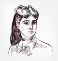 Marie-Sophie Germain vector sketch portrait isolated