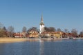 Swedish town Mariefred by lake Malaren in a sunny day, Sweden