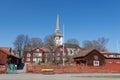 Swedish town Mariefred by lake Malaren in a sunny day, Sweden