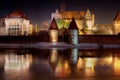 Marienburg castle in Malbork at night Royalty Free Stock Photo