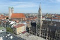 Munich`s Marienplatz from above