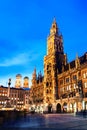 Marienplatz at night with Town Hall of Munich, Germany Royalty Free Stock Photo