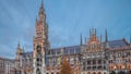 Marienplazt Old Town Square with the New Town Hall timelapse hyperlapse. Bavaria, Germany