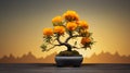 Marigold Bonsai Tree: Desertwave Style With Orange Flowers