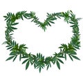 Marigold or calendula green leaf wreath in heart shape