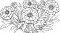 Marigold Coloring Page: Free Kozik Style Flowers In Gray And Bronze