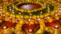 Marigold Flower Rangoli in during diwali celebration, Diwali, is India\'s biggest and most important holiday