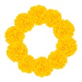 Marigold Flower - Tagetes Wreath isolated on White Background. Vector Illustration Royalty Free Stock Photo