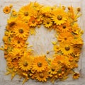 Marigold Wreath: A Post-impressionism Encaustic Sculptural Painting