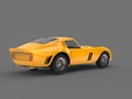 Marigold yellow vintage race car - rear view Royalty Free Stock Photo