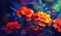 Marigolds in low poly, geometric shapes Royalty Free Stock Photo