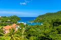 Marigot Bay, Saint Lucia, Caribbean. Tropical bay and beach in exotic and paradise landscape scenery. Marigot Bay is located on Royalty Free Stock Photo