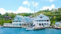 Marigot bay St Lucia, tropical beach harbor of Saint Lucia with sailing boats Royalty Free Stock Photo