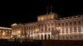 Mariinsky Palace on St. Isaac`s Square. Fragment. Night shot. Saint-Petersburg, Russia Royalty Free Stock Photo