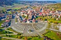 Marija Bistrica sanctuary church and Kalvarija hill aerial view Royalty Free Stock Photo