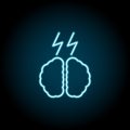 Marijuana, brain, pain blue neon icon. Simple thin line, outline of marijuana icons for ui and ux, website or mobile