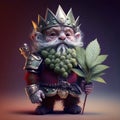 Marijuana dwarf in a magical forest. Growing weed concept. Generative AI